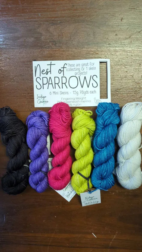 Nest of Sparrows - 6 Jewel colors