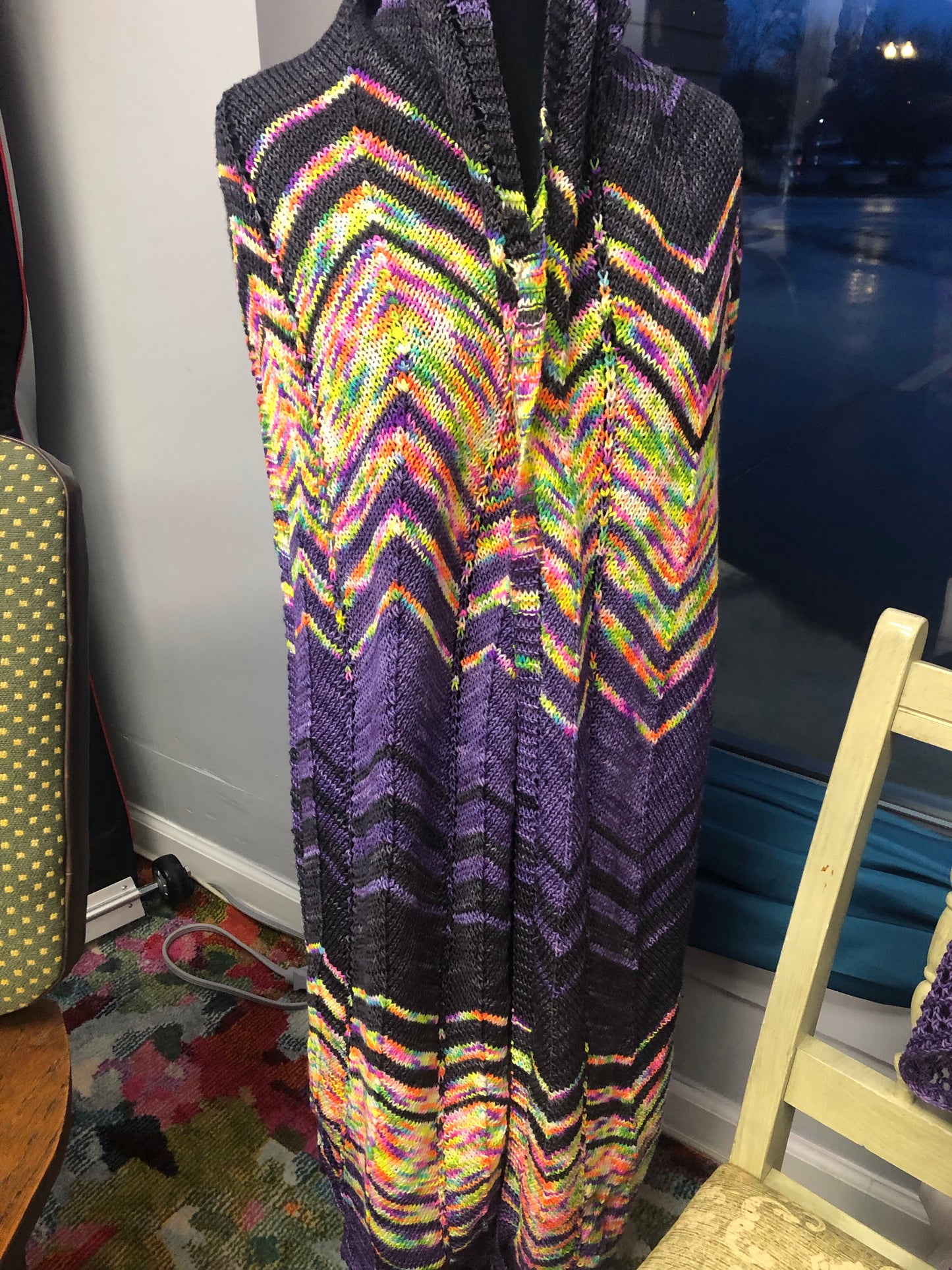 Movie Night Wrap - hand knit