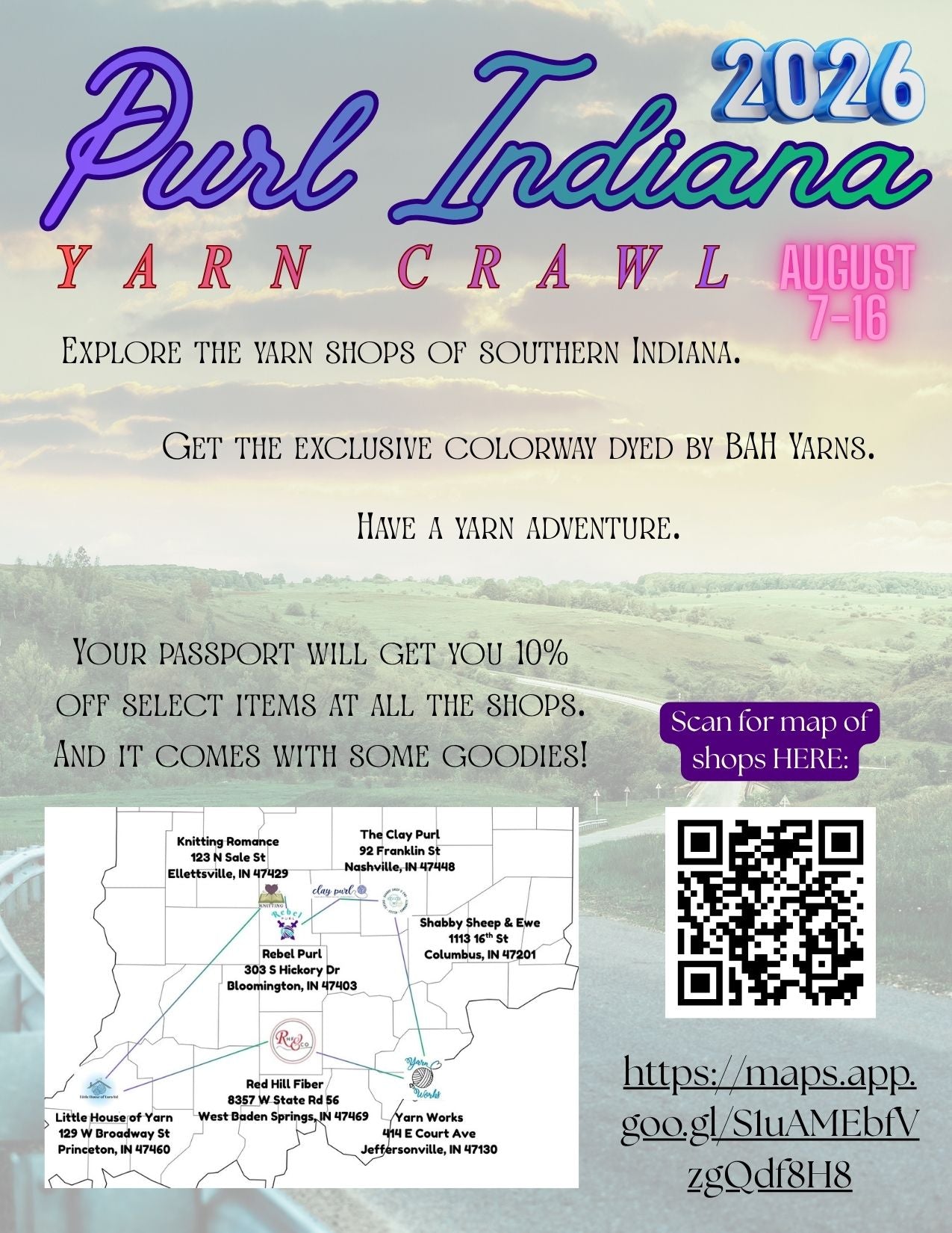 2026 PURL Indiana Yarn Crawl - August 7-16, 2026