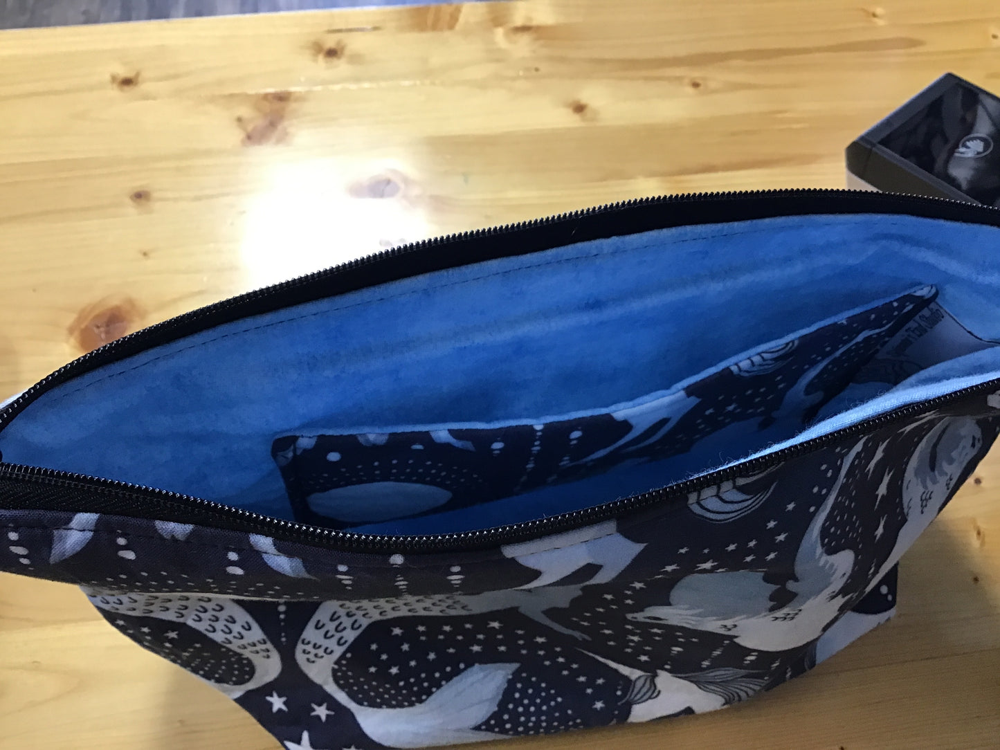 Blue Mermaid Dragon Unicorn Medium Wedge Zipper Bag