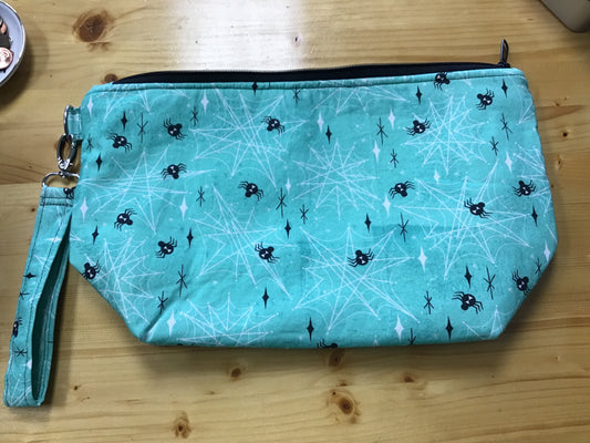 Teal Retro Spider Medium Wedge Zipper Bag