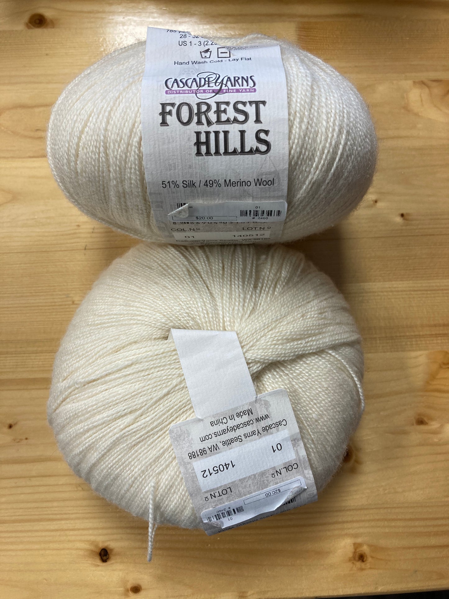 Cascade Forest Hills Color #01; 100g; 51% silk 49% merino wool