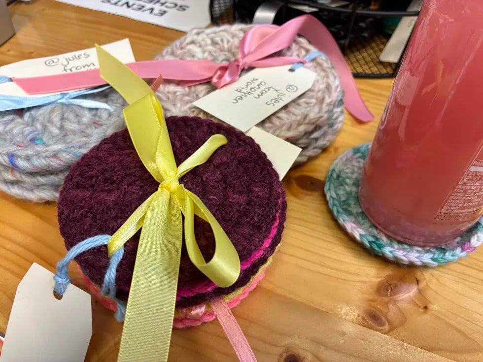Crochet Coasters with Jules Sunday July 19th 11AM