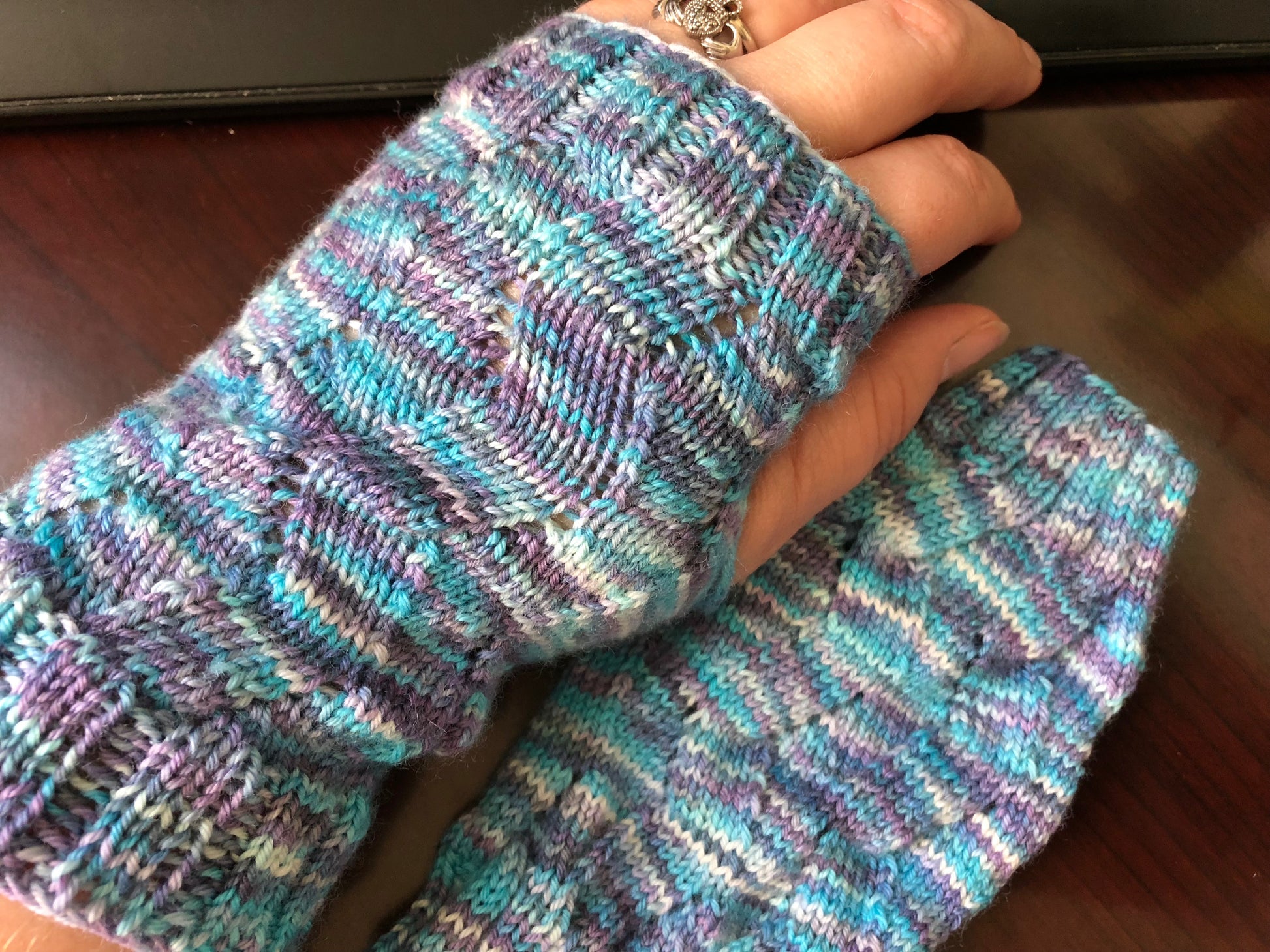 Rebel Purl knit into fingerless mitts